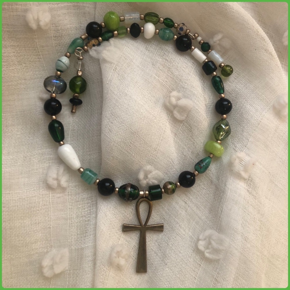 Genuine Obsidian Ankh Choker